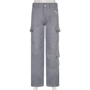 Pantalon cargo camouflage taille haute baggy large pour homme, 100% coton délavé coloré, camouflage, taille haute - Product Image 2