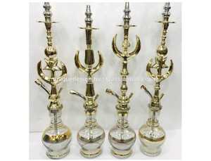 Pipas de Narguile de Latón de Lujo, Tradicionales Egipcias, Altas, de Latón Macizo, con Grabado Profundo, 4 Pipas por Caja Exterior, Vidrio, la Mejor Calidad para Fumar - Product Image 5