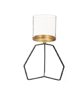 Bougeoir en métal martelé en cuivre fait à la main avec anneau en fer doré dessus de table décoratif de taille moyenne pour mariage ou Noël - Product Image 3