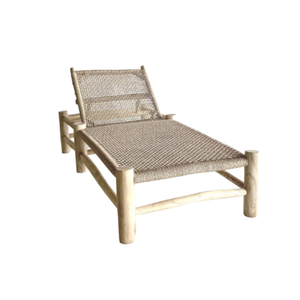Chaise longue en tissu imperméable ou rotin avec cadre en bois pour hôtel et extérieur Chaise longue pour hôtel et extérieur - Product Image 1