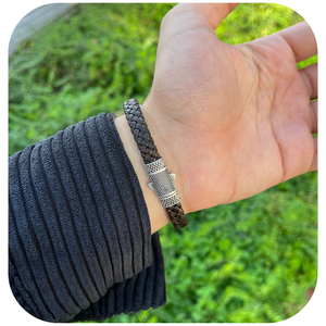 Anchor Figured Coral Jade Precious Zircon Stone Sterling Silver Punk Charm <b>Bracelet</b> for <b>Men</b> with Genuine Leather and <b>Pearl</b> - Product Image 3