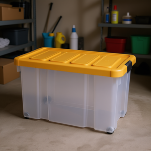 Tontarelli Container 60Lt <b>with</b> <b>Wheels</b> PUZZLE <b>BOX</b> Saffron 8035640ABV Portable <b>Storage</b> Boxes & Bins - Product Image 3