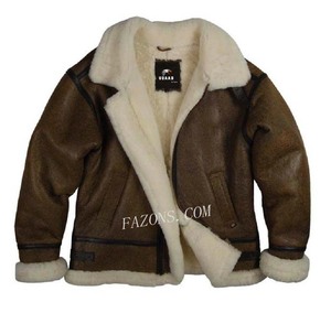 <b>Mens</b> B3 <b>Shearling</b> Flying Bomber Casual Genuine Leather <b>Jacket</b> Aviator Flight Vintage Sheepskin Fashion Winter <b>Jacket</b> OEM - Product Image 4
