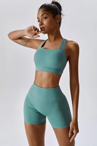 Sujetador deportivo flexible de diseño único verde azulado con diseño de espalda cruzada, transpirable, elástico, nuevo y de alto impacto, Sujetador deportivo para gimnasio y Fitness para mujer - Product Image 4