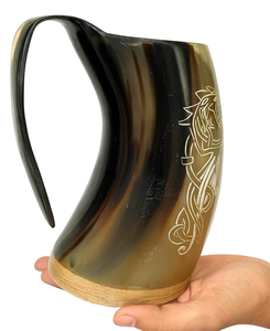 แก้วมักลายวัวฮอร์นแกะสลักพร้อมแตรเบียร์ไวน์ไวกิ้งแก้วมักนิยมในสไตล์ยุโรปแกะสลักด้วยงานฝีมือสุดหรูรุ่นใหม่ - Product Image 5