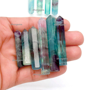 Torre de Cristal de Fluorita Arcoíris, Punta Doble Terminada, Varita de Gema Natural, Puntas de Fluorita Pulidas, Piedras Curativas a Granel - Product Image 1