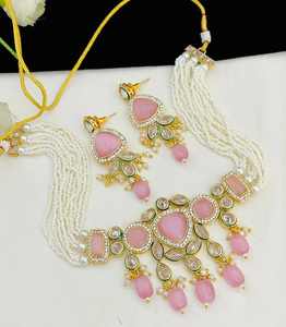 Conjunto de Gargantilla Monalisa AD para mujer, perfecto para bodas, ocasiones festivas, collar tradicional indio con pendientes - Product Image 1