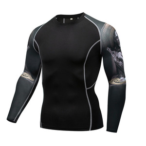 2025 personalizado Anti-UV poliéster gimnasio Fitness ropa BJJ MMA Rash Guard para hombres diseña tu propia calidad excelente - Product Image 2