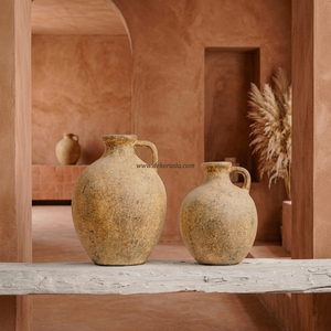 Vase Pichet en Terre Cuite Jaune Rustique Mariposa M avec Poignée, Urne Décorative en Céramique Faite à la Main pour Table, Vente en Gros - Product Image 3