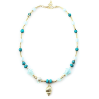 Collier de perles turquoise plaqué or style plage pour la revente de mode
