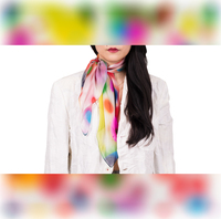 Dernier design, foulard carré en soie satinée à imprimé numérique motif feuille de printemps, vagues d'amour et losanges, accessoires à prix bas