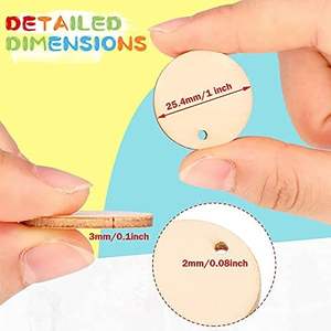 200 pièces pendentifs en cercle de bois vierges non finis disque rond cercle pièces rondes en bois (diamètre 1 pouce, ouverture 0.08 pouces) - Product Image 3