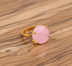 Bague pour femme en argent sterling 925 fait main, pierre de quartz rose hydro couleur, plaquée or, style éternité, anniversaire, mariage - Product Image 6