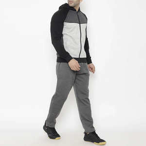 Survêtement gris à fermeture éclair en gros | Sweat à capuche ensemble pantalon de jogging | Vêtements de sport coupe régulière | Tenue de streetwear décontractée entraînement quotidien - Product Image 2