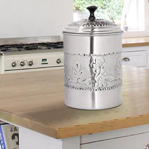 Contenedor de Almacenamiento Decorativo de Acero Inoxidable con Relieve Floral para Hogar, Hotel, Camping, etc. - Product Image 3