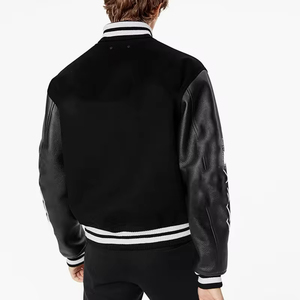 Venta al por mayor de chaquetas de béisbol de manga de cuero personalizadas para hombres Chenille bordado Letterman Varsity Jacket 2024 - Product Image 4