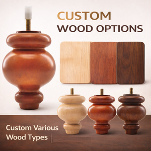 Decorative Turned Wooden Furniture <b>Leg</b> Cherry Finish Solid Wood <b>Sofa</b> Cabinet Bed <b>Leg</b> OEM Factory Wholesale - Product Image 3