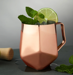 Taza de cobre Diseño de cuero hecho a mano Mango Drinkware Capacidad de 450 Ml Taza de mula de Moscú de cobre martillado - Product Image 3