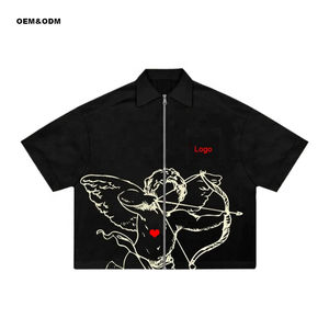 Camiseta de verano transpirable ajustada con cremallera para hombre, ropa de gimnasio de manga corta, ropa deportiva informal, entrenamiento de moda deportiva - Product Image 2