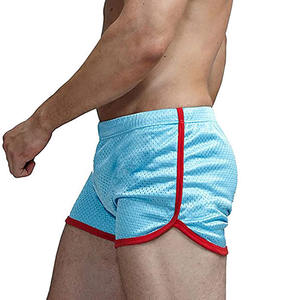 Pantalones Cortos de Malla para Hombre, Color Sólido, con Logotipo Frontal, Cintura Elástica, Corte Medio, Ribete Rojo, Cómodos, Duraderos, Transpirables, de Alta Calidad - Product Image 4