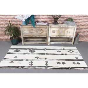 Tapis turc, tapis d'appoint 3,1x6,3 pieds, tapis Kilim blanc ombré - Product Image 2