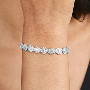 Shimmering 8 pouces 925 Bracelet en argent rond Moissanite diamant Premium glacé romantique mode Hip Hop Street Style cadeau pour elle - Product Image 4