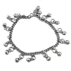 925 Silver <b>Anklet</b> for <b>Women</b> with Diamond and Bell Bohemian Jewelry Gift - Product Image 1