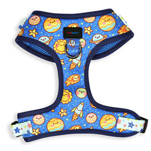 Harnais pour chien réglable à motif d'espace mignon Harnais <span class=keywords><strong>Galaxy</strong></span> bleu avec planètes, étoiles, fusées Harnais pour animaux de compagnie sans traction - Product Image 1