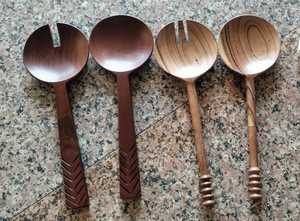 Herramientas de ensalada personalizadas de primera calidad, juego de servidor de madera de diseño superior de 2 piezas, mayorista directo de fabricante - Product Image 2