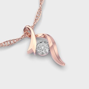 Pendentif solitaire flottant en diamant de laboratoire rond certifié IGI en or jaune/blanc et or rose 14 carats - Product Image 3