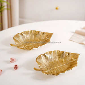 Trending Modern Home Decor <b>Tray</b> Leaf Texture Aluminium Chocolate for Christmas Wedding Thanksgiving Living Room Gifting Item - Product Image 5