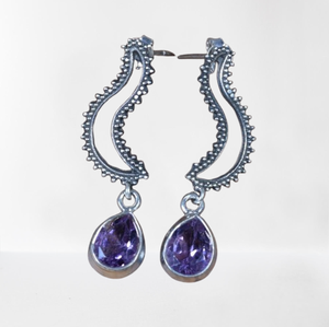 925 <b>Solid</b> Sterling <b>Silver</b> Spinner Stud <b>Earring</b> Trending Amethyst Best Gemstone Stud <b>Earrings</b> Design for Women <b>Silver</b> Jewelry - Product Image 1