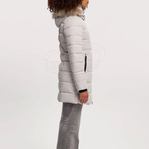 Veste parka longue d'hiver pour femmes de qualité supérieure, avec fermeture éclair et capuche, logo personnalisé, prix bas, vente en gros - Product Image 4