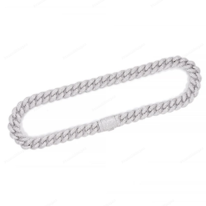 14mm 22 pulgadas Moissanite diamantes cubano enlace cadena collar 925 plata esterlina moda joyería lujo alta calidad diseño personalizado - Product Image 3