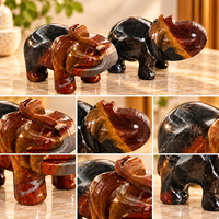 Sculpture d'éléphant en agate noire et rouge, figurine d'animal en pierre précieuse polie pour la décoration intérieure et les collectionneurs de cristaux