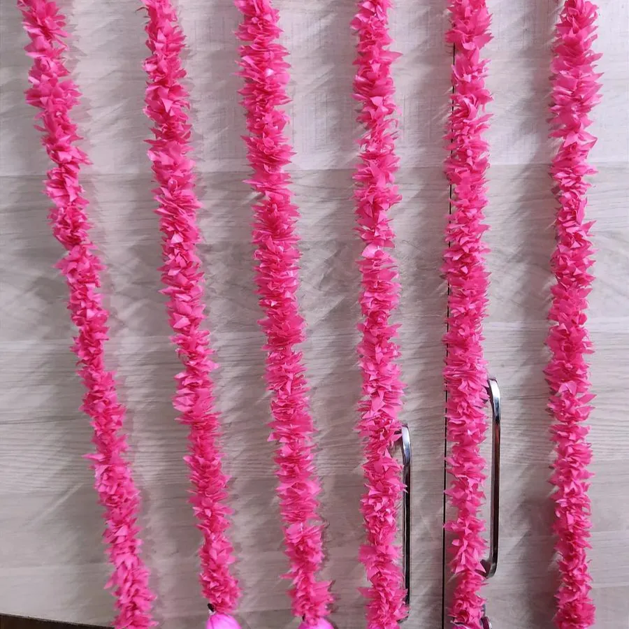 Pakket Van 12 Kunstmatige Roze Jasmijn Bloemkleden Bevestigd Aan Roze Roos Voor Diwali Ganpati Decoratie/Decoratieve Ophangingen F
