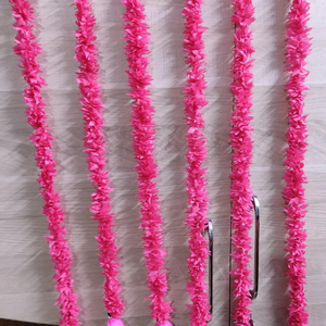 LOT de 12 FLEURS ARTIFICIELLES DE JASMINE ROSE Suspendues, Fixées à une ROSE ROSE pour la Décoration de DIWALI GANPATI / Suspensions Décoratives F - Product Image 1