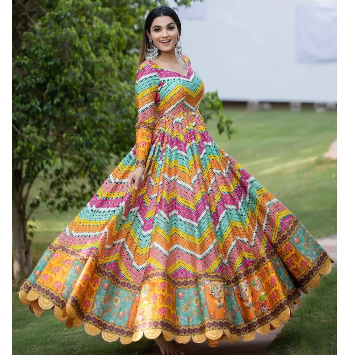 Anarkali Gota zari – robe longue évasée pour femme, tenue de travail brodée pour toute saison festive et collection de vêtements de fête