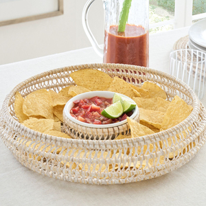 Ensemble de serveurs de puces et de trempettes en rotin de haute qualité Puces et trempettes en rotin exquis Bol de service avec sauce Plat Snacks Apéritifs - Product Image 6