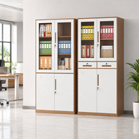 Armoire de rangement métallique à 4 portes avec 2 tiroirs, armoire de bureau avec porte en verre, armoire de classement en acier, mobilier de bureau