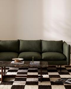 Alfombra a cuadros personalizada, Alfombra tejida verde plana hecha a mano, lana de Nueva Zelanda, alfombra de producción ética duradera de 10mm para sala de estar - Product Image 6