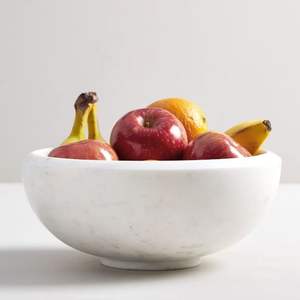 Durable and Elegant <b>White</b> Marble <b>Serving</b> <b>Bowls</b> With Natural Veining Perfect for Everyday Use and Special Occasions - Product Image 2
