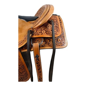 OEM, venta al por mayor, monturas de caballo hechas a mano, estribo ajustable de cuero occidental, asiento profundo, árbol de madera, categoría de carrera, suministro de tachuelas ecuestres - Product Image 4