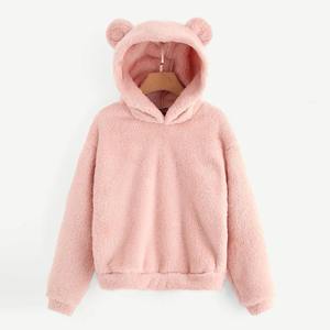 New Arrivals Women's Casual Pullover Long Sleeve Fleece Sweatshirt Warm <b>Bear</b> Shape Fuzzy <b>Hoodie</b> for Winter - Product Image 3