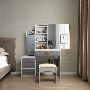 Coiffeuse de chambre à coucher moderne <span class=keywords><strong>en</strong></span> gros avec miroir de courtoisie et miroir de maquillage à DEL <span class=keywords><strong>Commode</strong></span> <span class=keywords><strong>en</strong></span> bois de <span class=keywords><strong>pin</strong></span> <span class=keywords><strong>massif</strong></span> pour appartement et chambre à coucher - Product Image 6