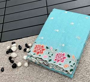 เสื้อส่าหรีผ้าโปร่งบางสไตล์แฟนซีเสื้อเบลาส์ผ้าโปร่งบางพร้อมงานปักเย็บและส่งออกจากอินเดีย - Product Image 6