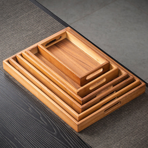 Bandeja de Madera FSC con Asas para Servir Alimentos y Bebidas, para Mesa de Centro, Desayuno, Cena y Bar, Bandeja de Almacenamiento Decorativa Rústica - Product Image 6