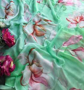 ชุดผ้าแพรจีออร์เจียแบบอินเดียที่สง่างามลายพิมพ์และขอบลูกไม้ไข่มุก6สีสำหรับปาร์ตี้ฤดูหนาวที่สวยงามมีให้เลือก - Product Image 3