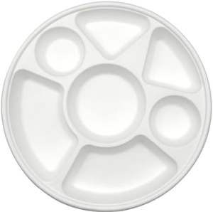 Assiettes rondes biodégradables et compostables en bagasse écologique à 7 compartiments pour repas, dîner, déjeuner, sans BPA, compatibles micro-ondes, 2025 - Product Image 1