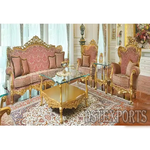 ชุดโซฟาสไตล์บาโรกสุดอลังการ สีทองขัดเงา สไตล์โรมัน เฟอร์นิเจอร์ห้องนั่งเล่น ผู้ผลิตเฟอร์นิเจอร์ไม้สำหรับบ้าน โซฟาไม้ลดราคา DST Exports - Product Image 3